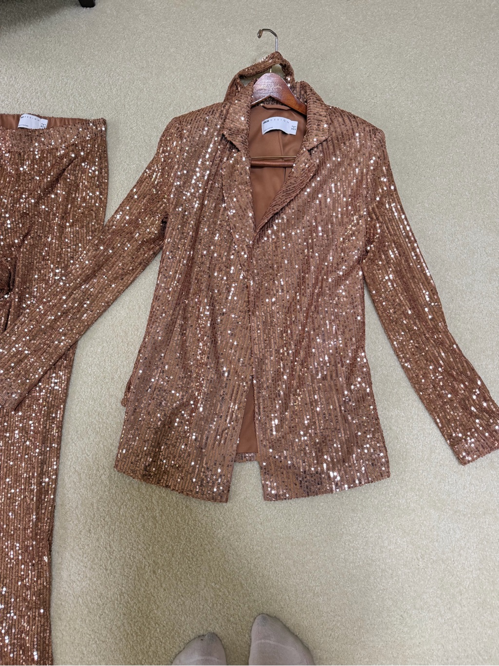 Asos Copper / Gild Sequin Blazer Jacket & Pants Size 4